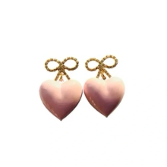 NWT Anthropologie Pink Reef Pink Crystal Heart Earrings - Picture 4 of 5